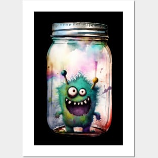 Jar of Monster Posters and Art